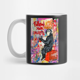 Banksy Monkey Follow Your Dreams Mug